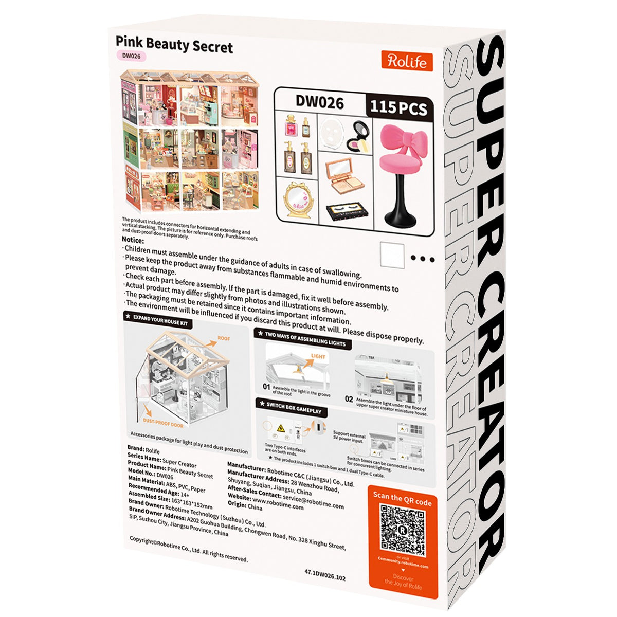 Rolife Pink Beauty Secret DW026 - back packaging