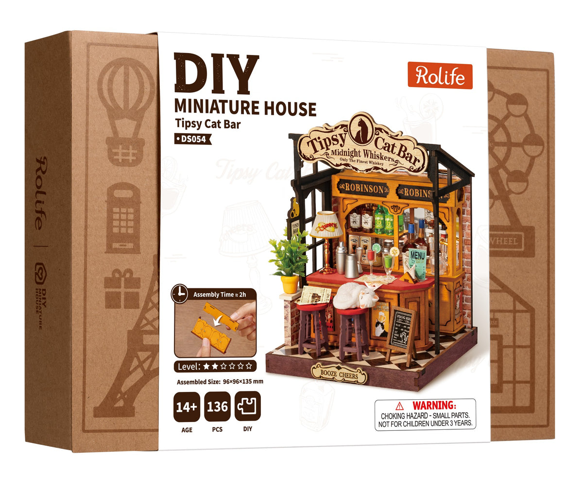 Rolife Tipsy Cat Bar DS054 - packaging at an angle