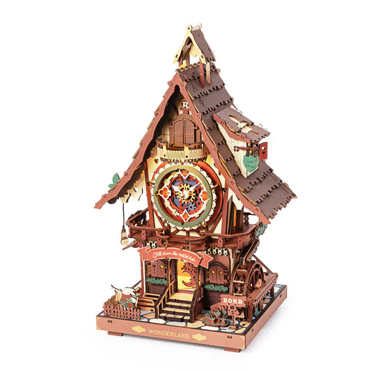 ROKR Colorful Cuckoo Clock Mechanical 3D Wooden Puzzle - LC901C | DIY Wooden Model Kit for Adults & Teens