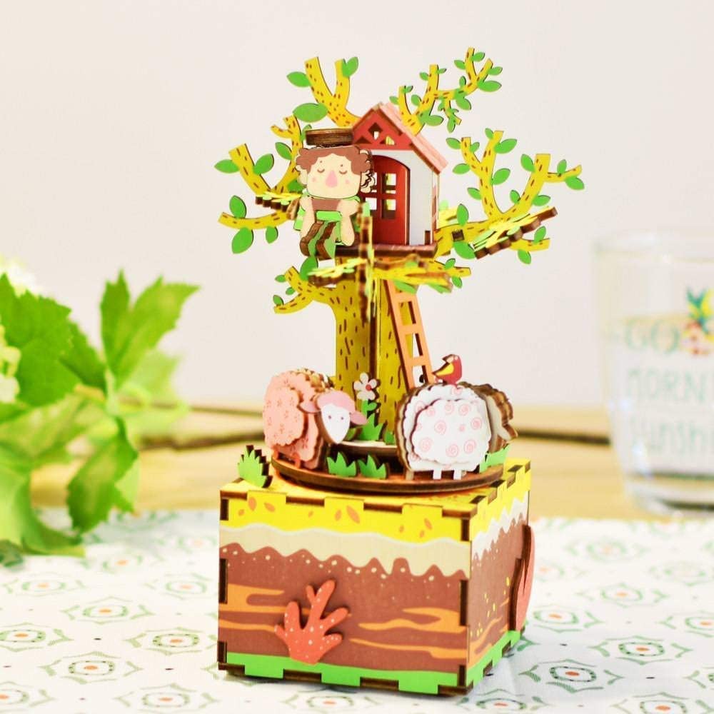 Robotime 3D DIY Wooden Puzzle Tree House DIY Music Box AM408