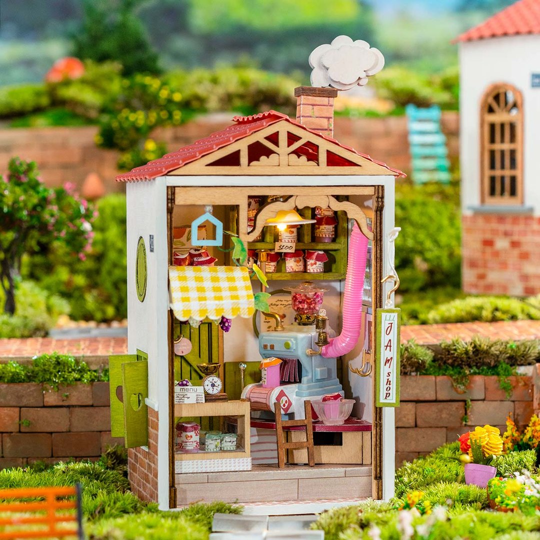 Robotime 3D DIY Wooden Puzzle Sweet Jam Shop DIY Miniature Dollhouse Kit DS010