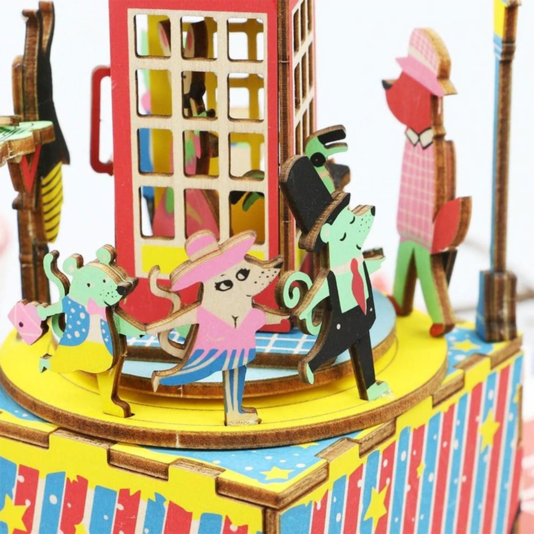 Robotime 3D DIY Wooden Puzzle Music Box Phone Booth AM401