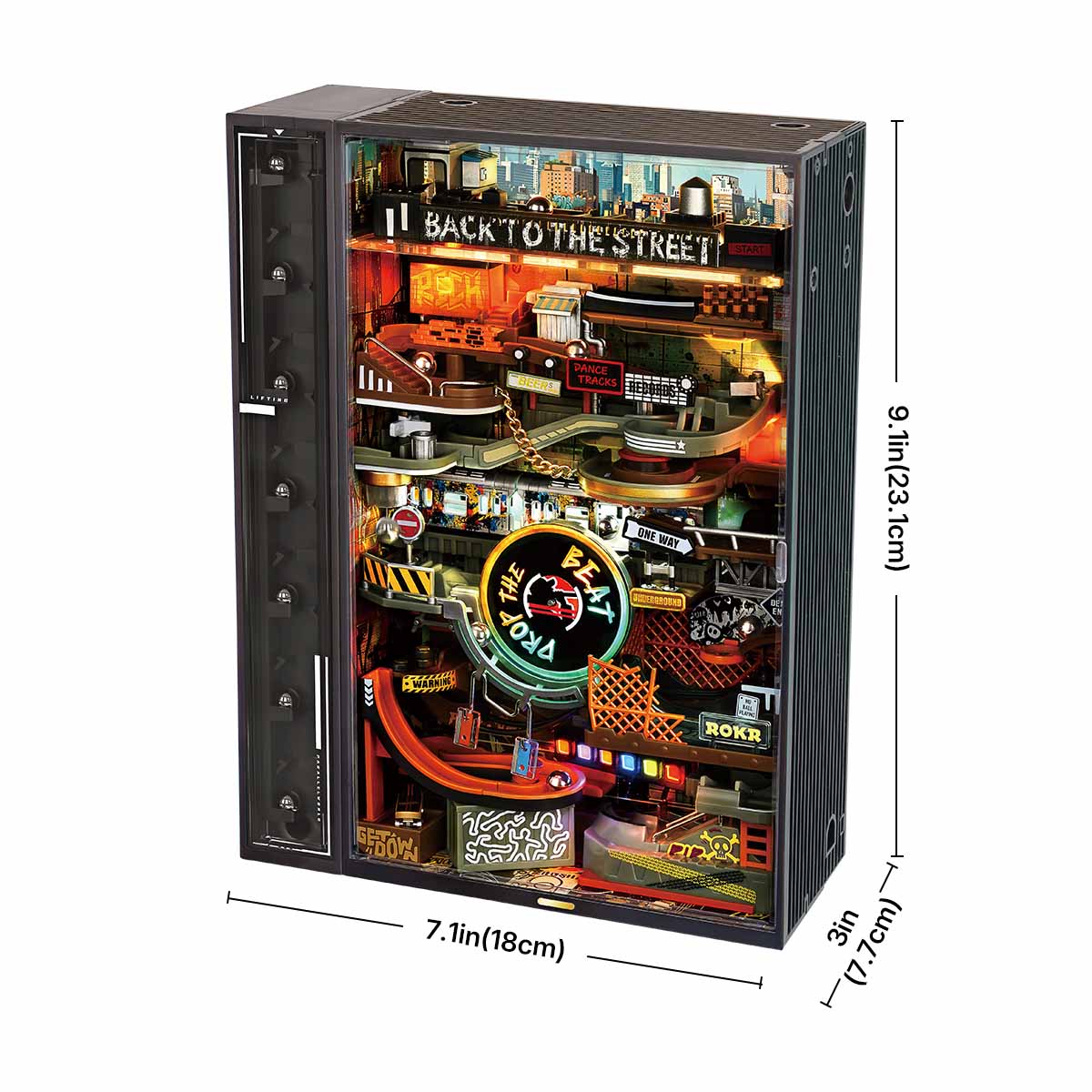 ROKR Hip-Hop Street Marble Run 3D Wooden Puzzle (MR03S) | Sound-Responsive Lights