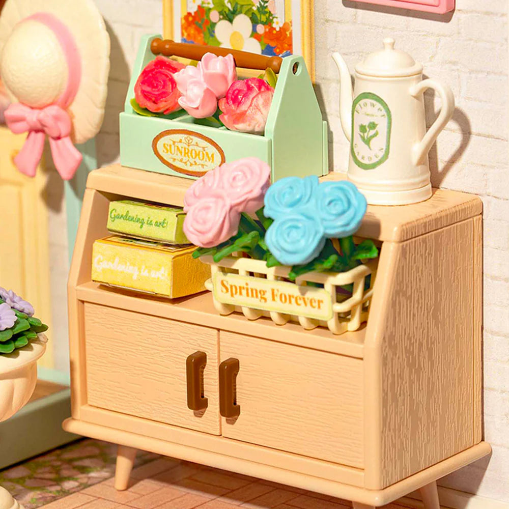 Robotime Rolife Blooming Tea Garden DIY Plastic Miniature House DW013B