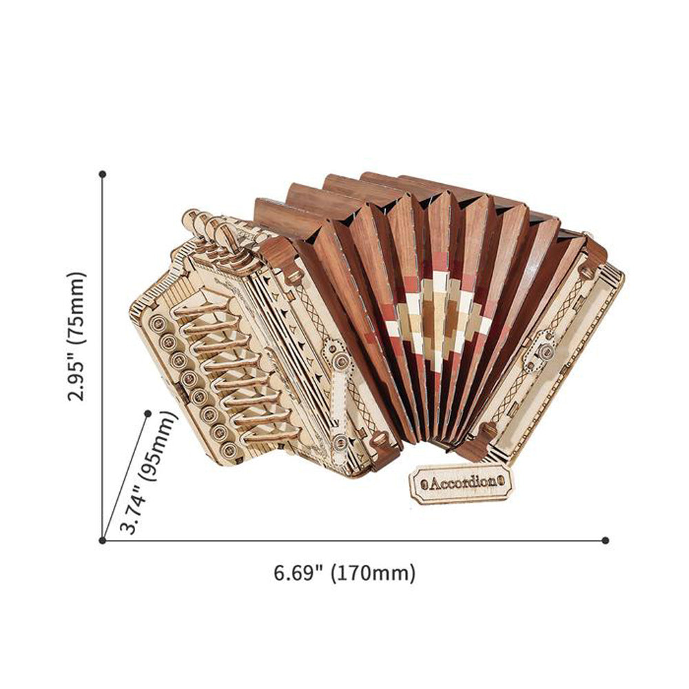Robotime Rolife Accordion TG410 DIY 3D Wooden Puzzle Model Kit Toy Gift TG410
