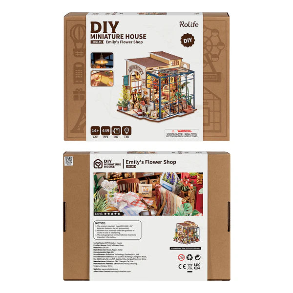 Rolife Emilyâs Flower Shop DIY Miniature House Kit (DG145) | 1:16 Scale