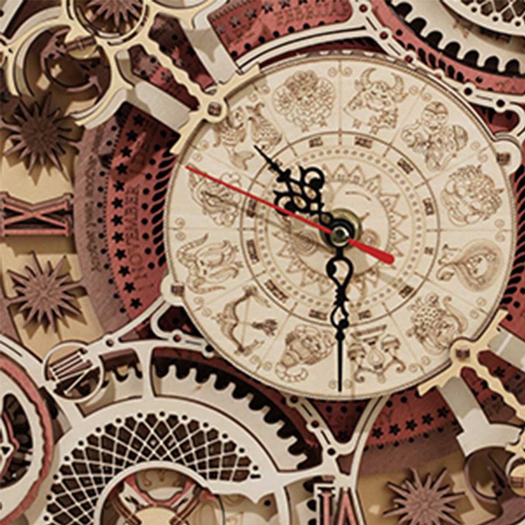 Robotime 3D DIY Wooden Puzzle Zodiac Wall DIY Clock 3D Wooden Puzzle LC601
