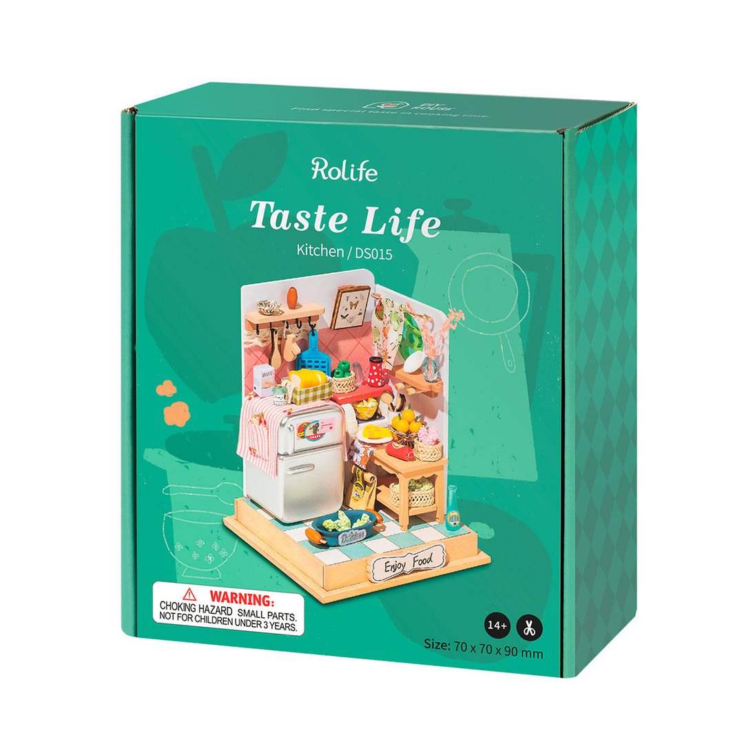 Robotime 3D DIY Wooden Puzzle Taste Life Kitchen DIY Miniature Dollhouse DS015