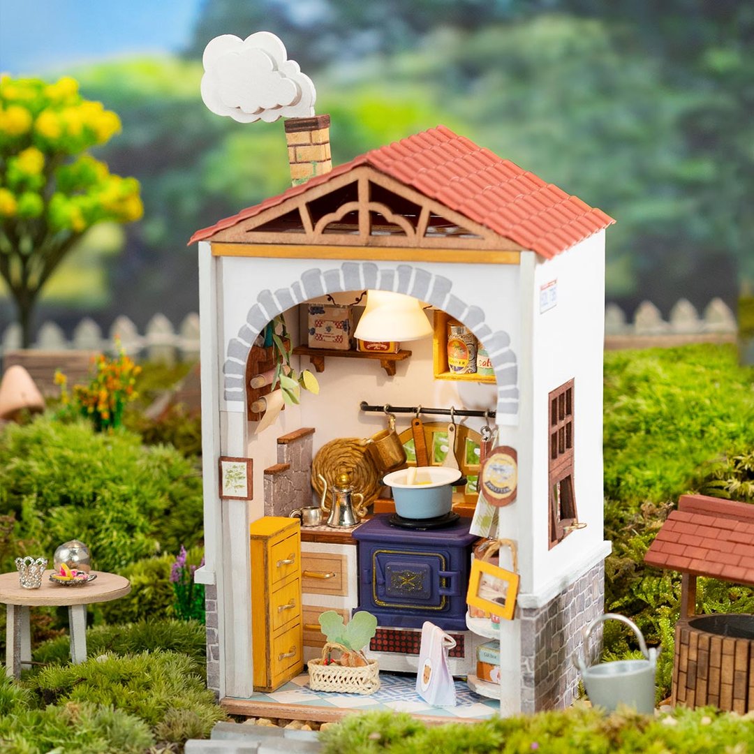Robotime 3D DIY Wooden Puzzle Flavor Kitchen DIY Miniature Dollhouse DS011