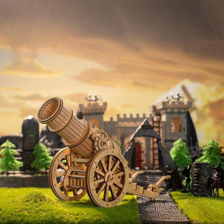 Robotime ROKR 158pcs 3D Wooden Puzzle Wheeled Siege Artillery Medieval Cannon KW801