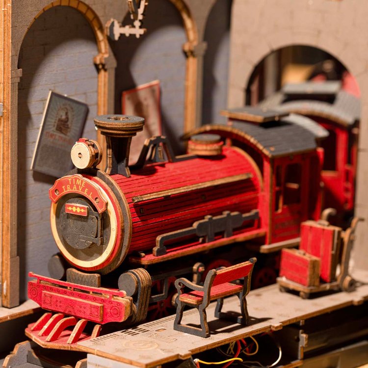 Robotime Rolife Stories in Books Series | Book Nook Shelf Insert (4 Sets) | Sakura Densya, Sunshine Town, Magic House, and Time Travel