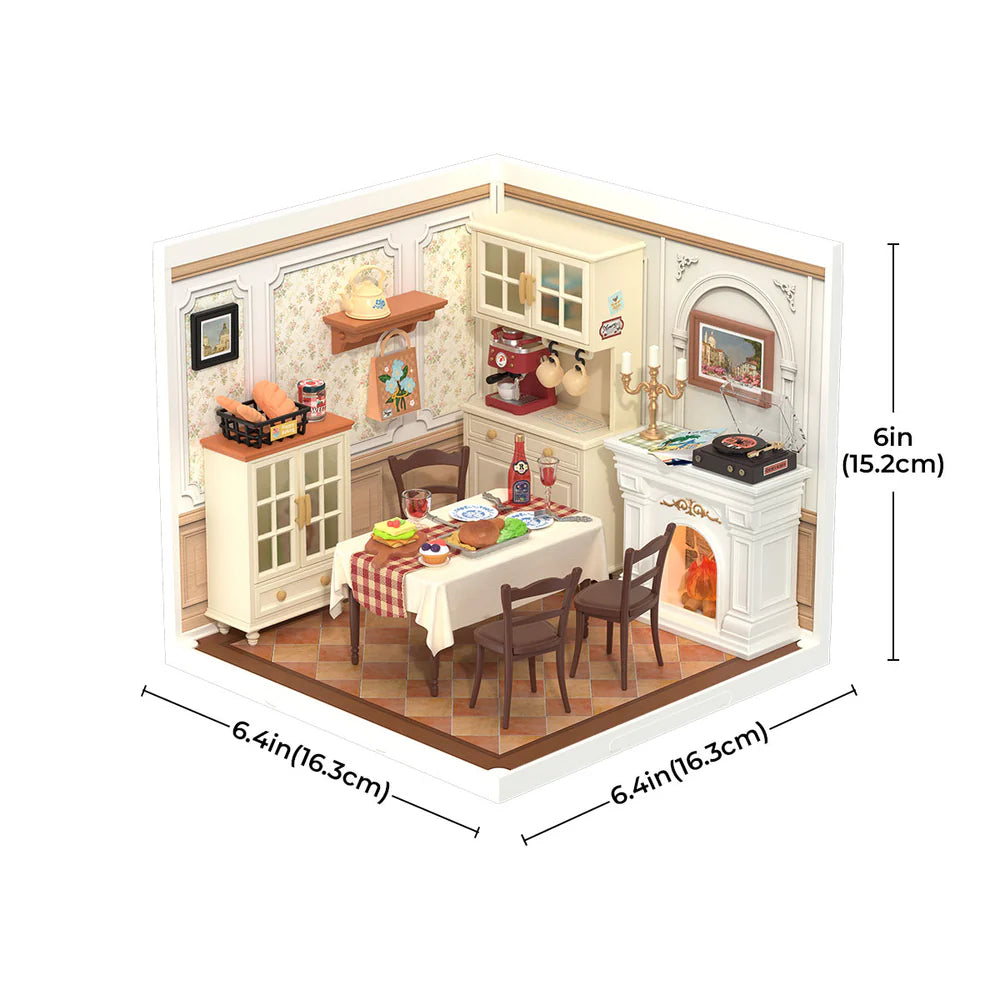 Robotime Rolife Warm Dining Room Plastic DIY Miniature House DW015B