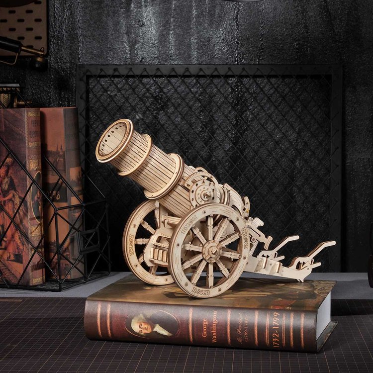 Robotime ROKR 158pcs 3D Wooden Puzzle Wheeled Siege Artillery Medieval Cannon KW801