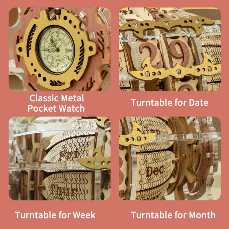 Robotime 3D DIY Wooden Puzzle Engine DIY Desk Calendar 3D Wooden Puzzle LC801