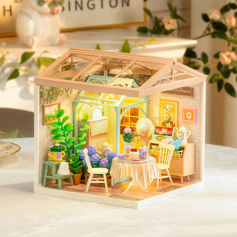 Robotime Rolife Blooming Tea Garden DIY Plastic Miniature House DW013B