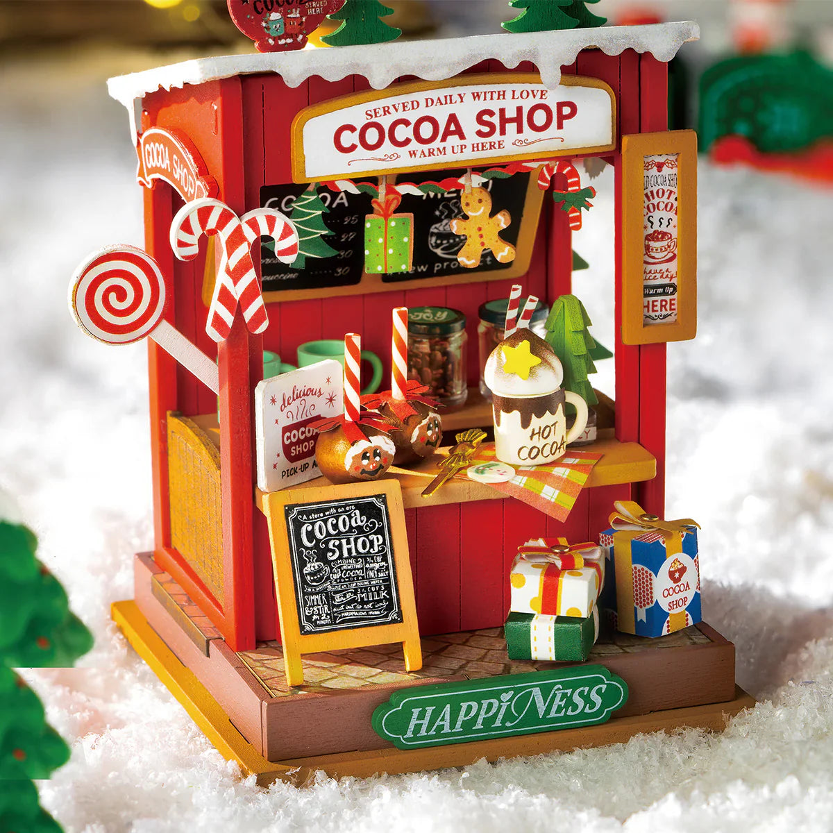 Rolife Cocoa Shop DIY Miniature Kit - DS042 | 3D Wooden Puzzle with LED Lights for Adults