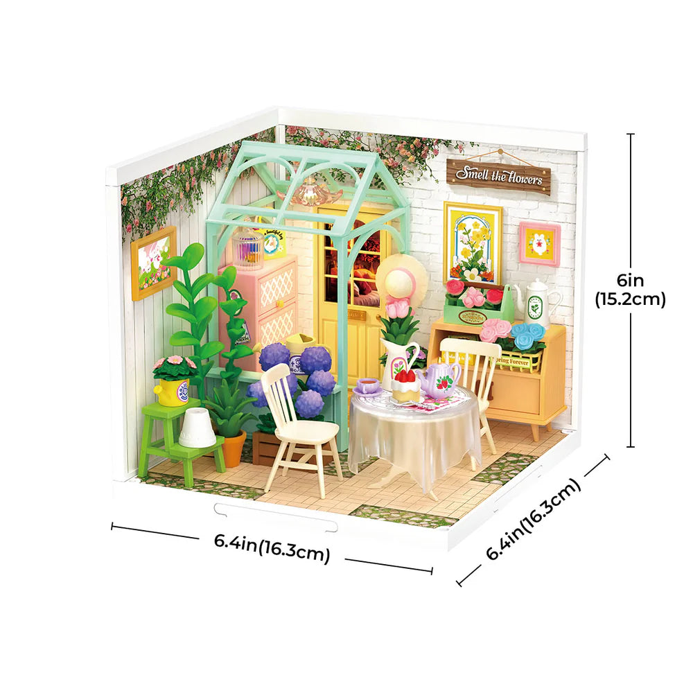 Robotime Rolife Blooming Tea Garden DIY Plastic Miniature House DW013B