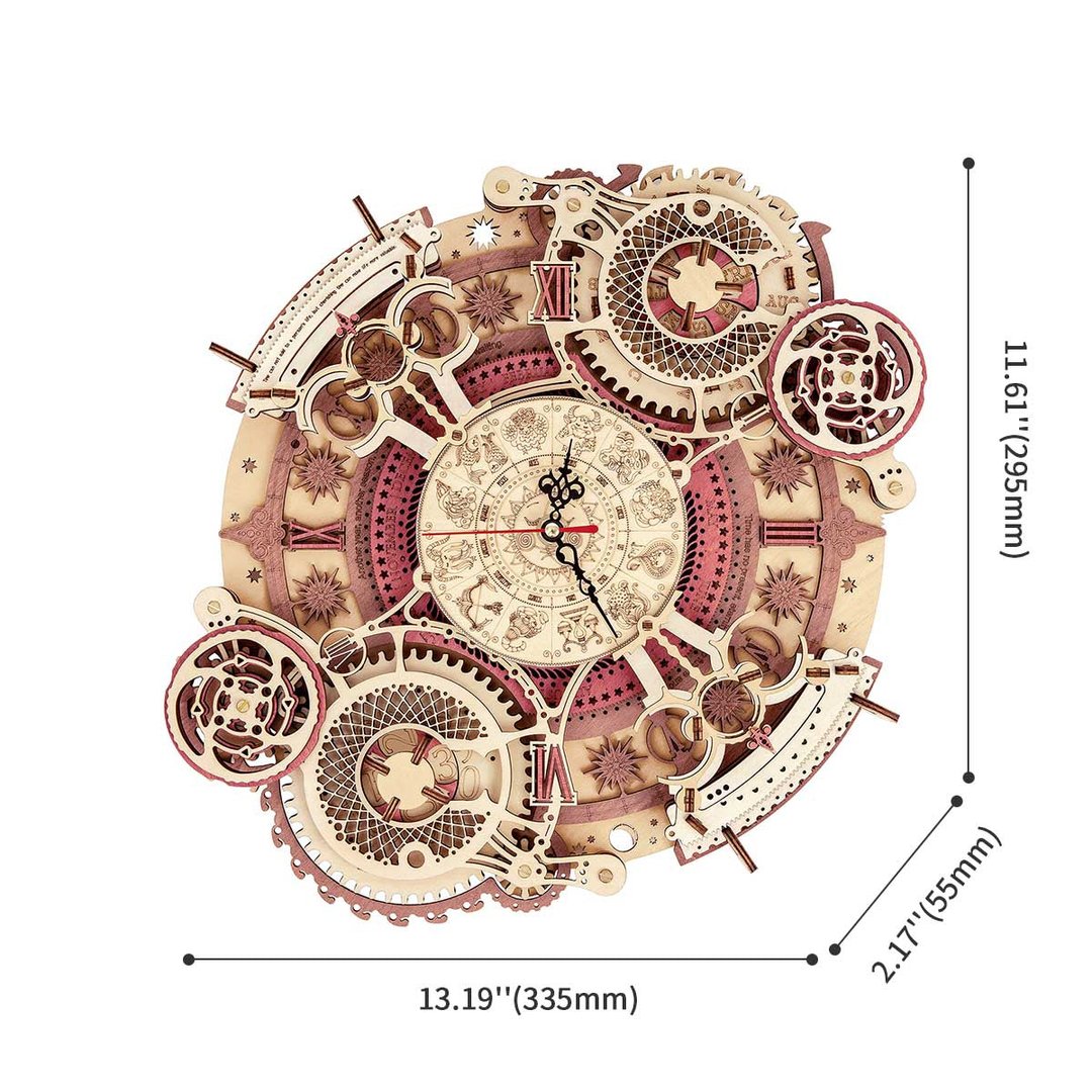 Robotime 3D DIY Wooden Puzzle Zodiac Wall DIY Clock 3D Wooden Puzzle LC601