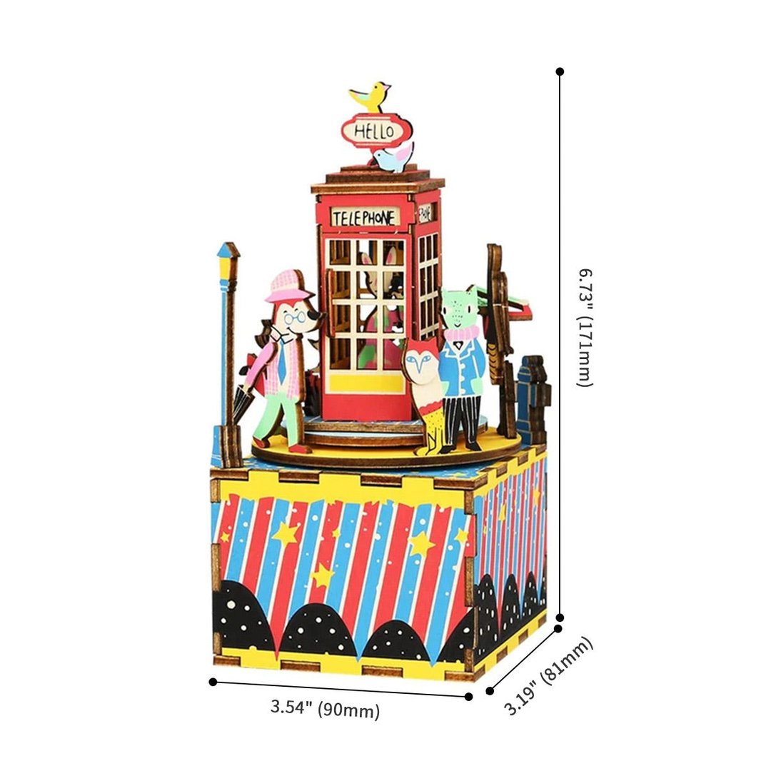 Robotime 3D DIY Wooden Puzzle Music Box Phone Booth AM401