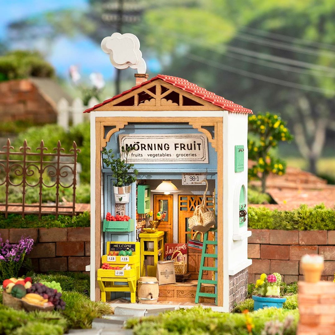 Robotime 3D DIY Wooden Puzzle Morning Fruit Store DIY Miniature Dollhouse DS009