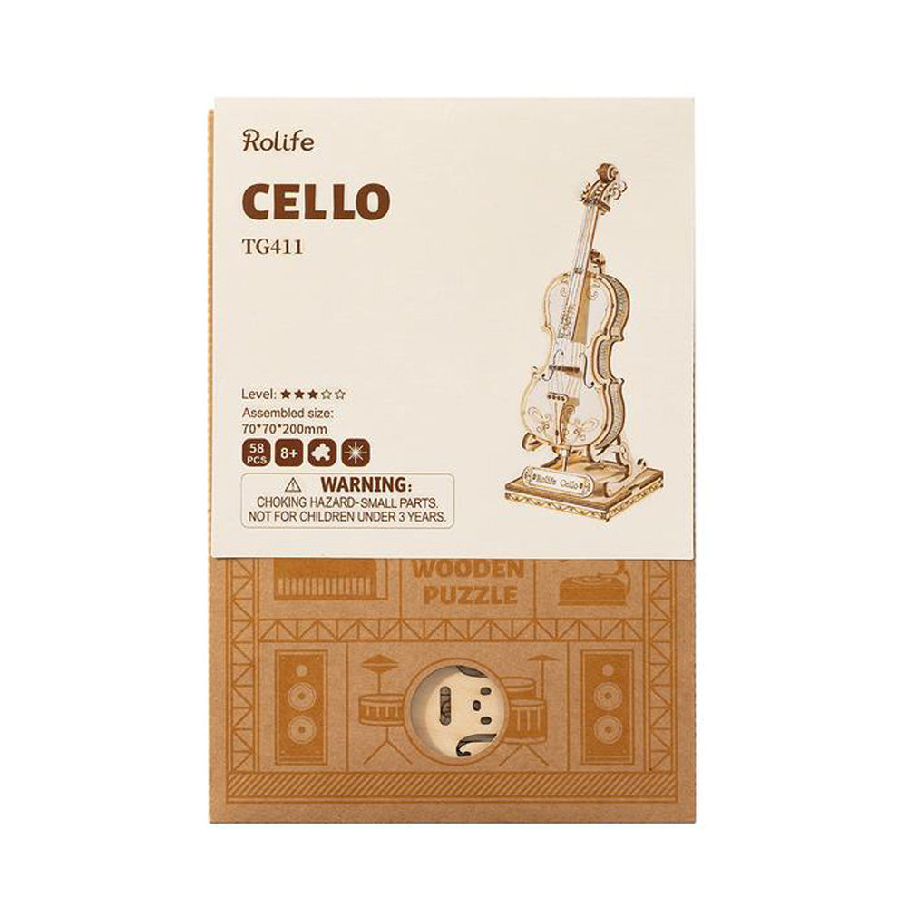 Robotime Rolife Cello TG411 DIY 3D Wooden Puzzle Model Kit Toy Gift TG411