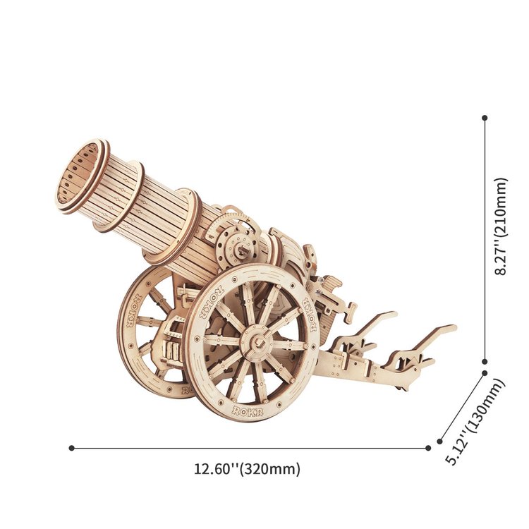 Robotime ROKR 158pcs 3D Wooden Puzzle Wheeled Siege Artillery Medieval Cannon KW801