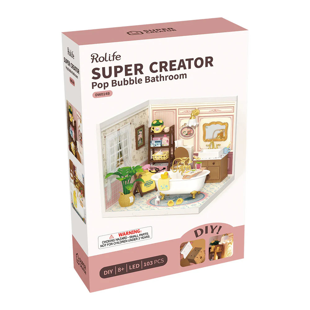 Rolife Super Creator Pop Bubble Bathroom DIY Miniature House (DW014B) | 1:24 Scale