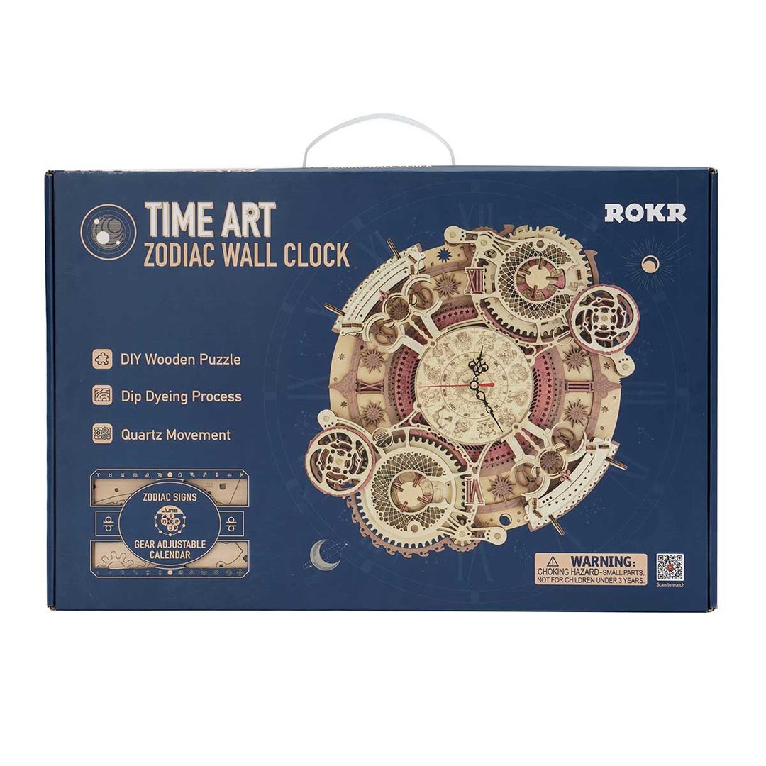 Robotime 3D DIY Wooden Puzzle Zodiac Wall DIY Clock 3D Wooden Puzzle LC601