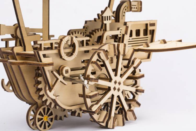 Robotime 3D DIY Wooden Puzzle Mechanical Gear Drive Vintage Air Vehicle LK702