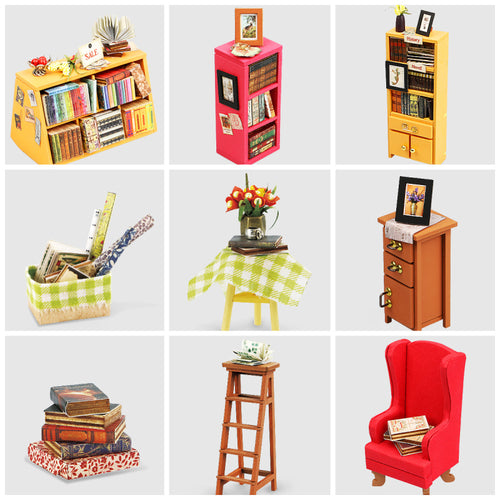 Robotime 1:24 DIY Miniature Mini Dollhouse Kit Model Home Deco Sam's Study DG102