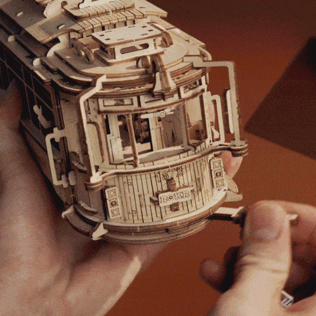 Robotime Rolife ROKR Classic City Tram 3D Wooden Puzzle LK801