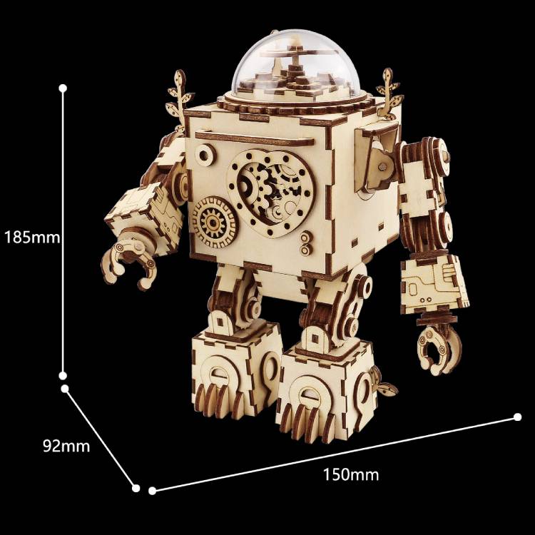 Robotime DIY 3D Wooden Mechanical Gears Drive Steampunk Orpheus Music Box AM601