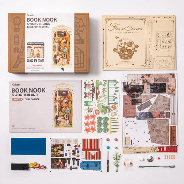 Floral Corner (TGB09) | Warm Light Book Nook Display