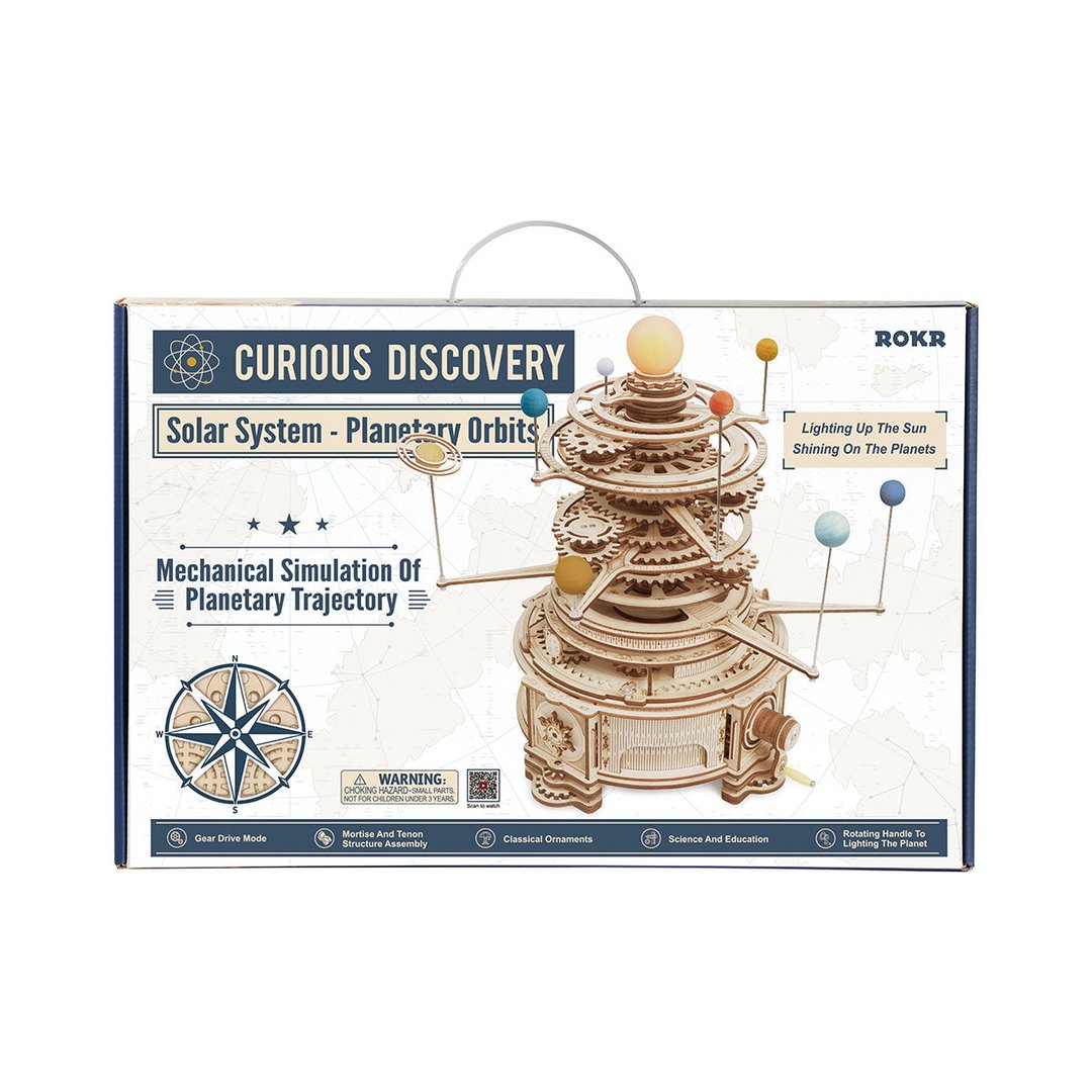 ROKR Mechanical Orrery 3D Wooden Puzzle (ST001) | Solar System Planetary Orbits Model