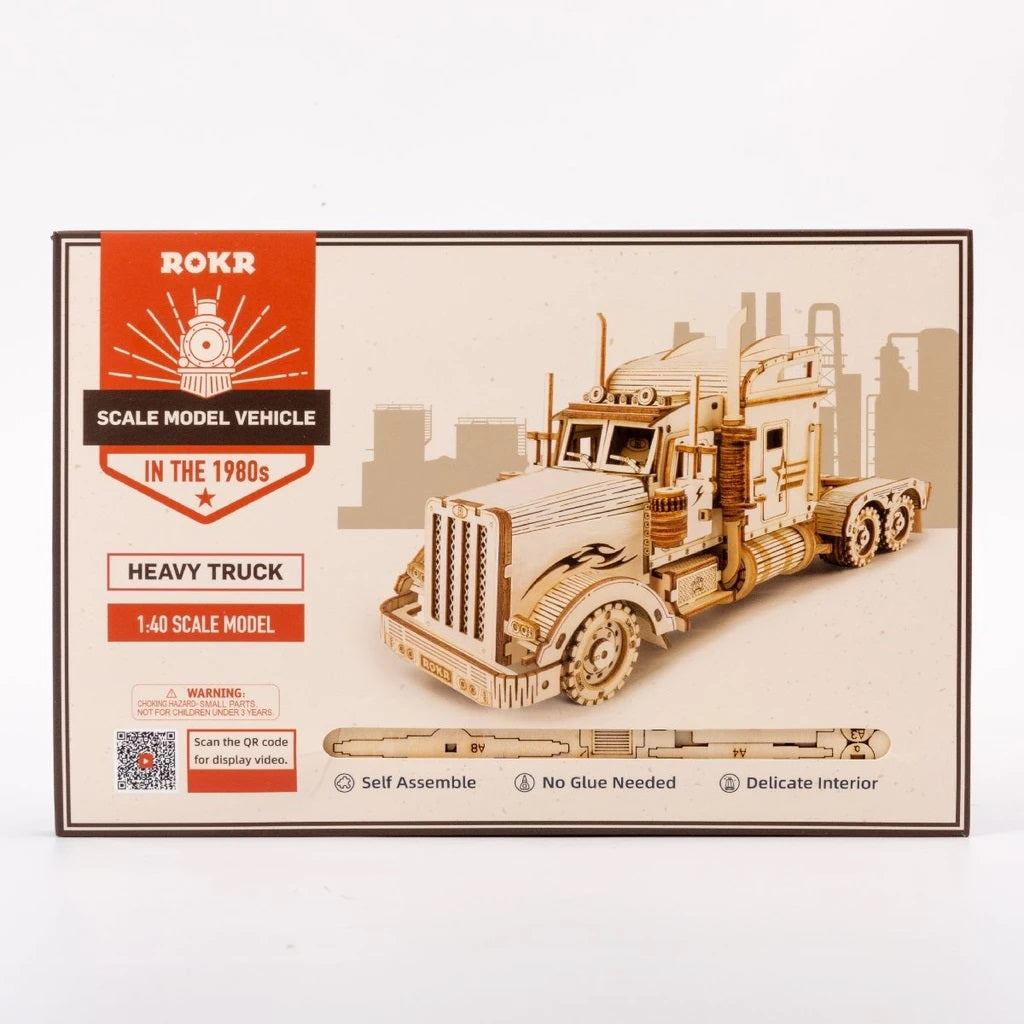 Robotime 3D Wooden DIY Model 1:40 Puzzle Mechanical Gear Kit Heavy Truck MC502