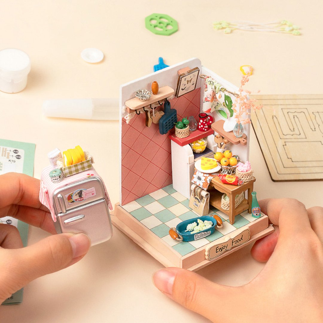 Robotime 3D DIY Wooden Puzzle Taste Life Kitchen DIY Miniature Dollhouse DS015