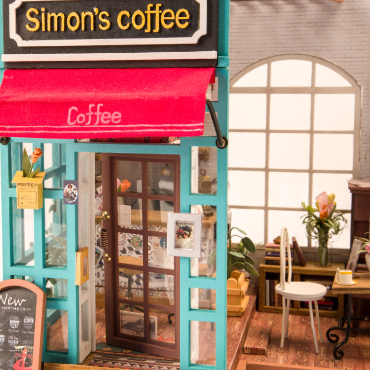 Robotime 1:24 DIY Miniature Mini Dollhouse Kit Home Decor Simon's Coffee DG109