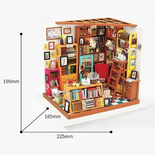 Robotime 1:24 DIY Miniature Mini Dollhouse Kit Model Home Deco Sam's Study DG102