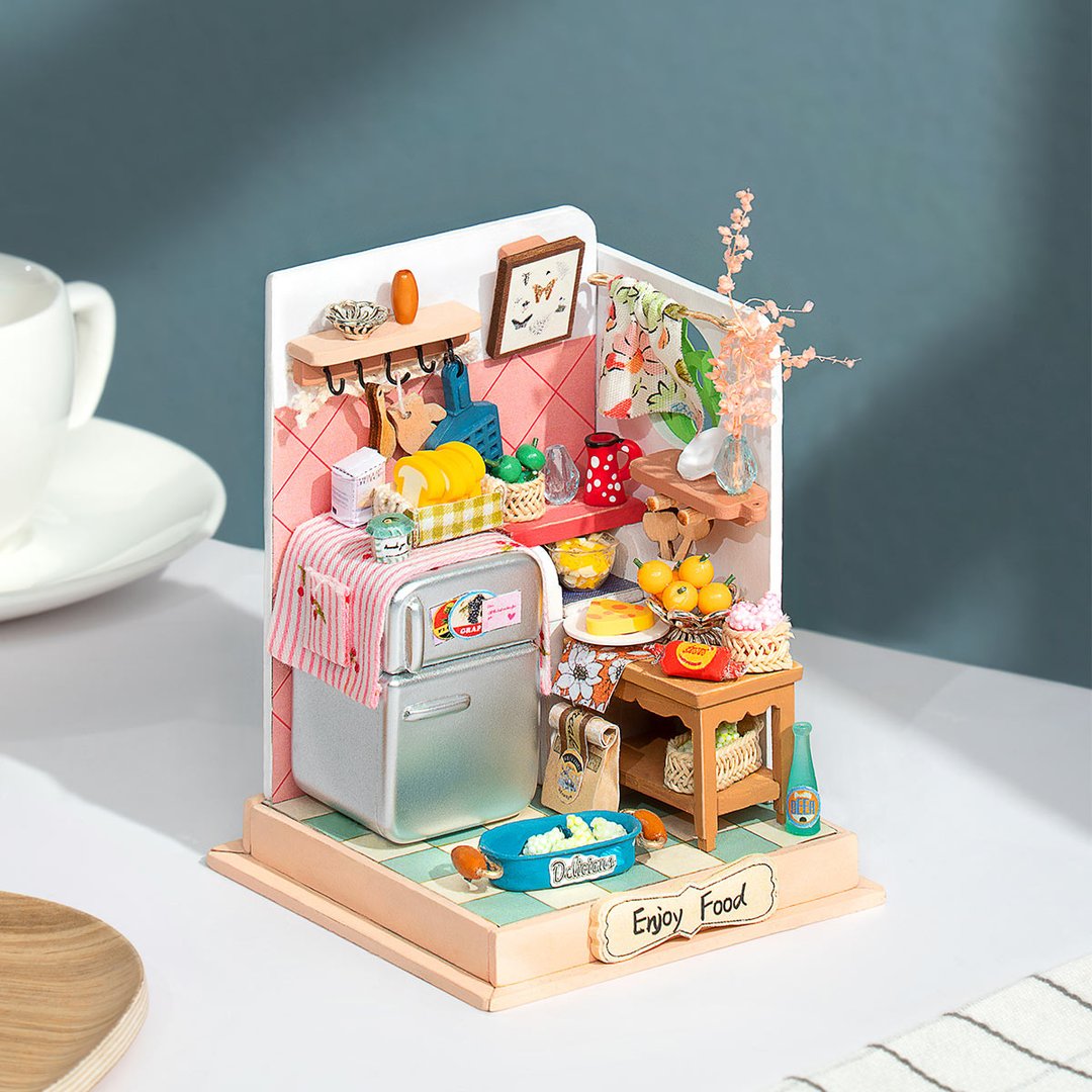 Robotime 3D DIY Wooden Puzzle Taste Life Kitchen DIY Miniature Dollhouse DS015