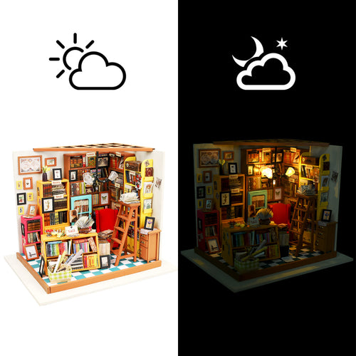 Robotime 1:24 DIY Miniature Mini Dollhouse Kit Model Home Deco Sam's Study DG102