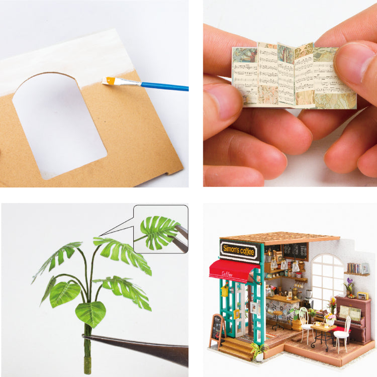 Robotime 1:24 DIY Miniature Mini Dollhouse Kit Home Decor Simon's Coffee DG109