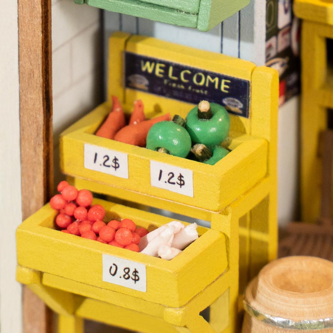 Robotime 3D DIY Wooden Puzzle Morning Fruit Store DIY Miniature Dollhouse DS009
