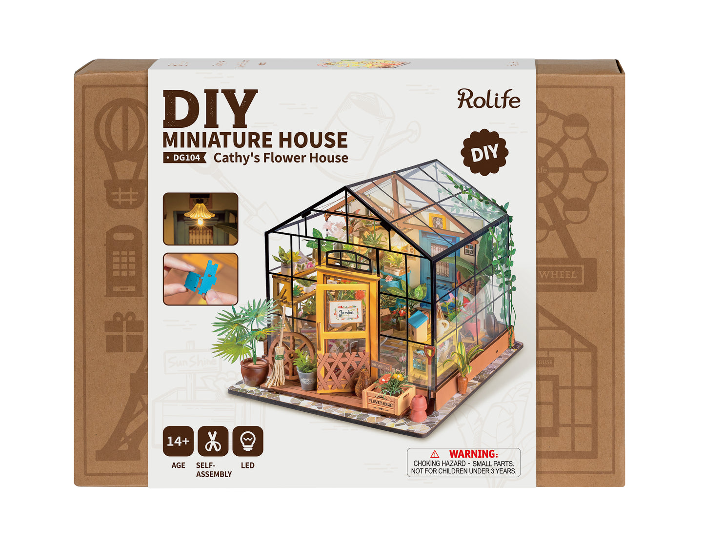 Robotime 1:24 DIY Mini Dollhouse Miniature Kit Model Cathy's Flower House DG104