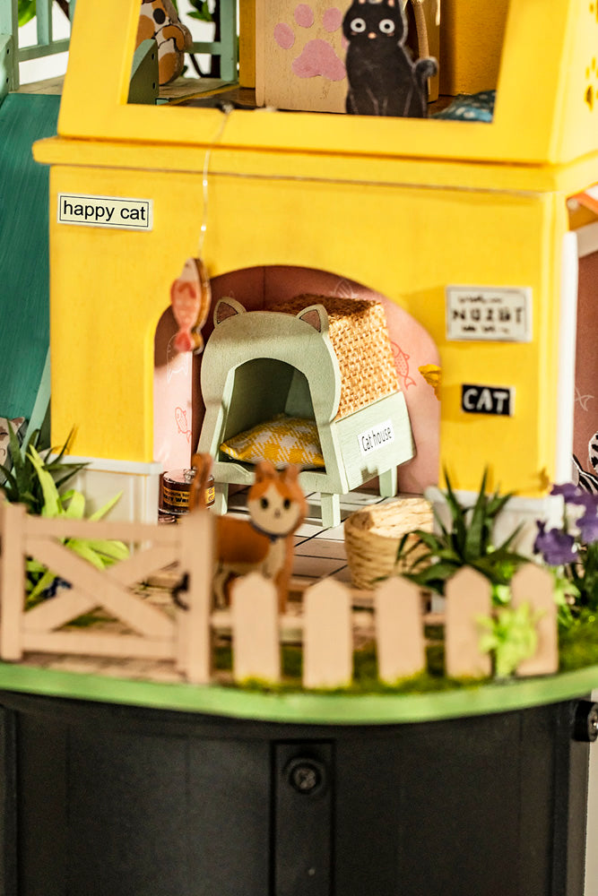 Robotime Rolife Cat House DIY Miniature Dollhouse 3D House Model Kit DG149