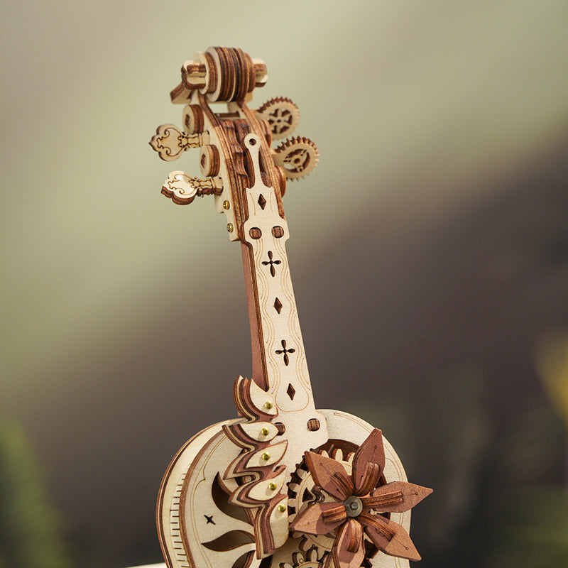 Robotime ROKR Magic Cello Mechanical Music Box 3D Wooden Puzzle Magical Mystery Funny Toy for Kids Child AMK63