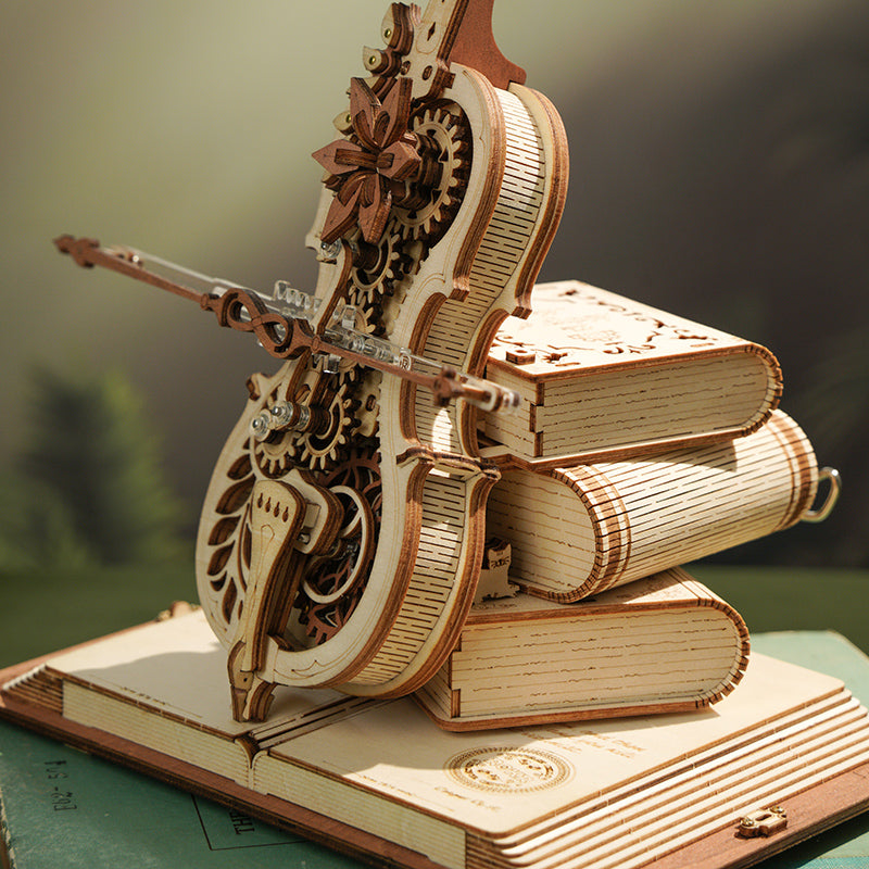 Robotime ROKR Magic Cello Mechanical Music Box 3D Wooden Puzzle Magical Mystery Funny Toy for Kids Child AMK63