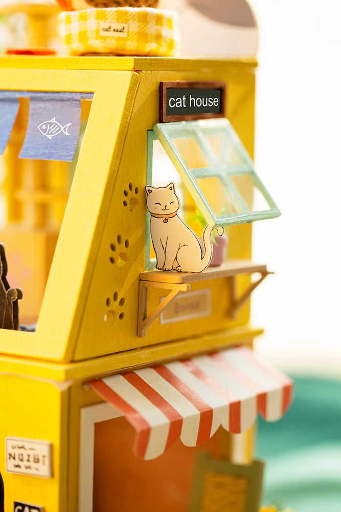 Robotime Rolife Cat House DIY Miniature Dollhouse 3D House Model Kit DG149