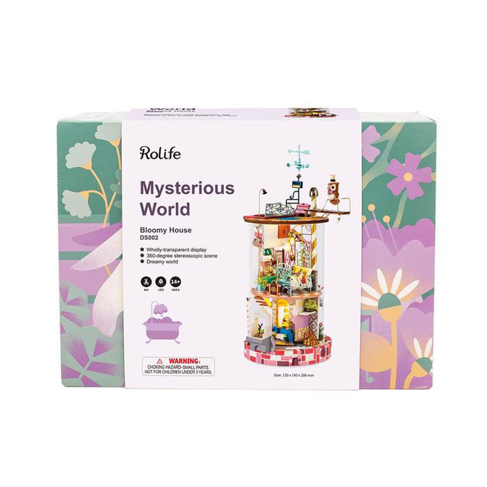 Robotime Rolife Bloomy House DIY Glass Miniature Dollhouse 3D Model Kit Toy DS002