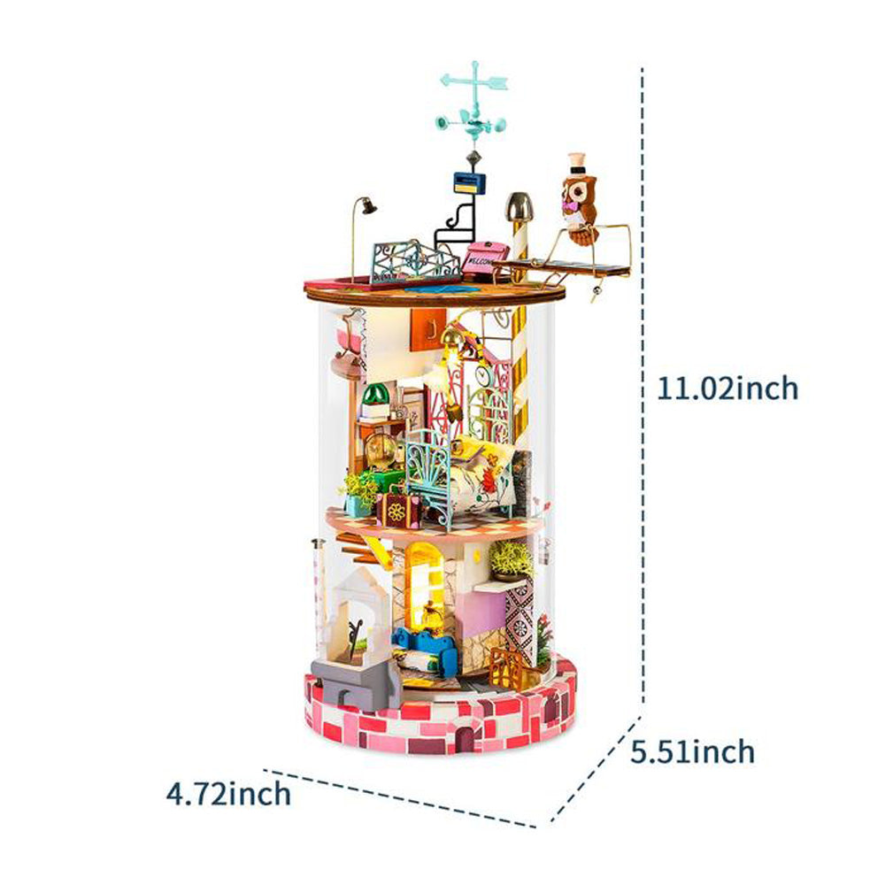 Robotime Rolife Bloomy House DIY Glass Miniature Dollhouse 3D Model Kit Toy DS002