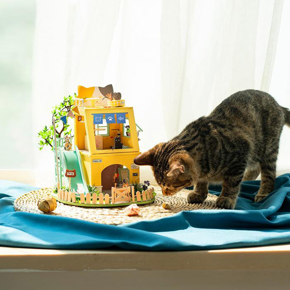 Robotime Rolife Cat House DIY Miniature Dollhouse 3D House Model Kit DG149